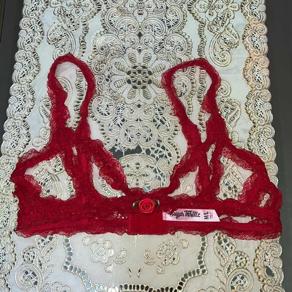 Sugar Thrillz red lace bralette
